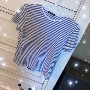 Brandy Melville Blue and White Striped Tee